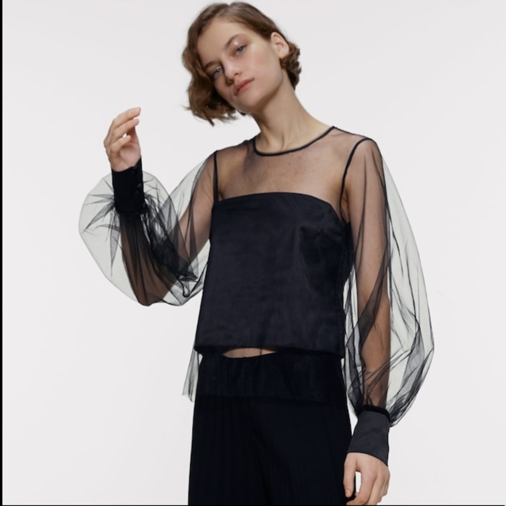ZARA COMBINATION TULLE TOP. BLOGGER FAV.